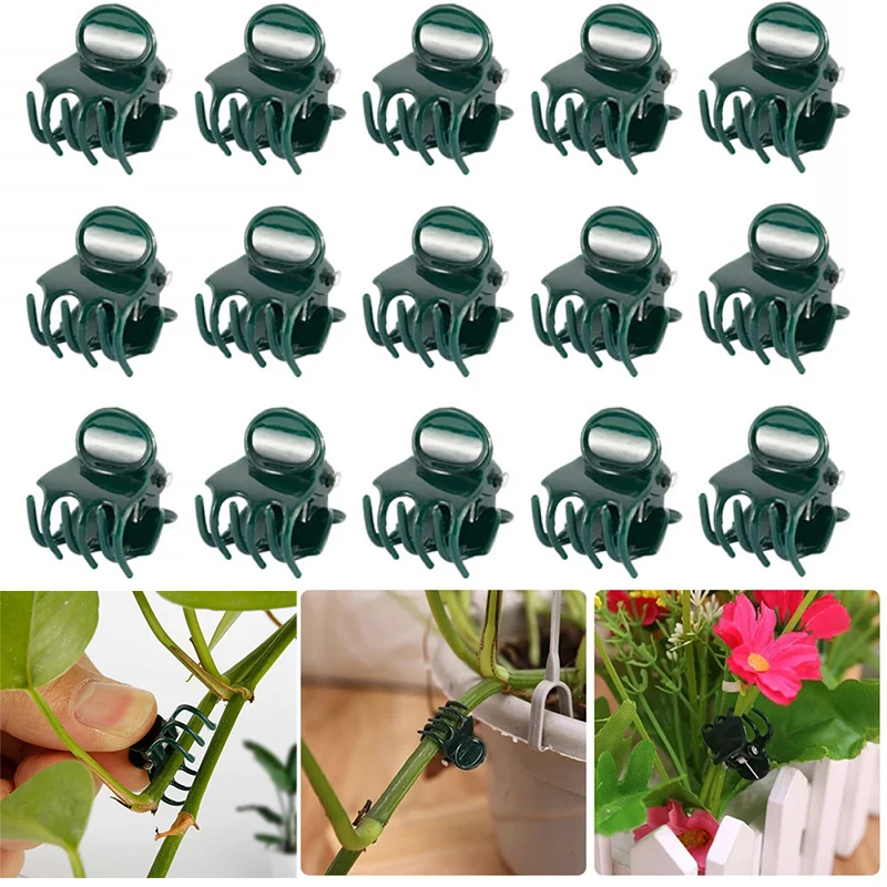 100Pcs Plastic Plant Support Clips Orchid Stem Clip for Vine Support Vegetables Flower Tied Bundle Grow Upright Branch Clamping