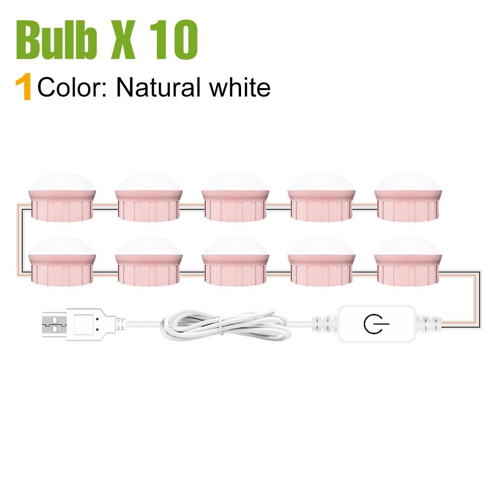 LED Make-upspiegel Gloeilamp Kaptafellamp Dimbaar Thuis Badkamer Slaapkamer Spiegels Decoratie Verlichting Wit/Roze USB DC 5V