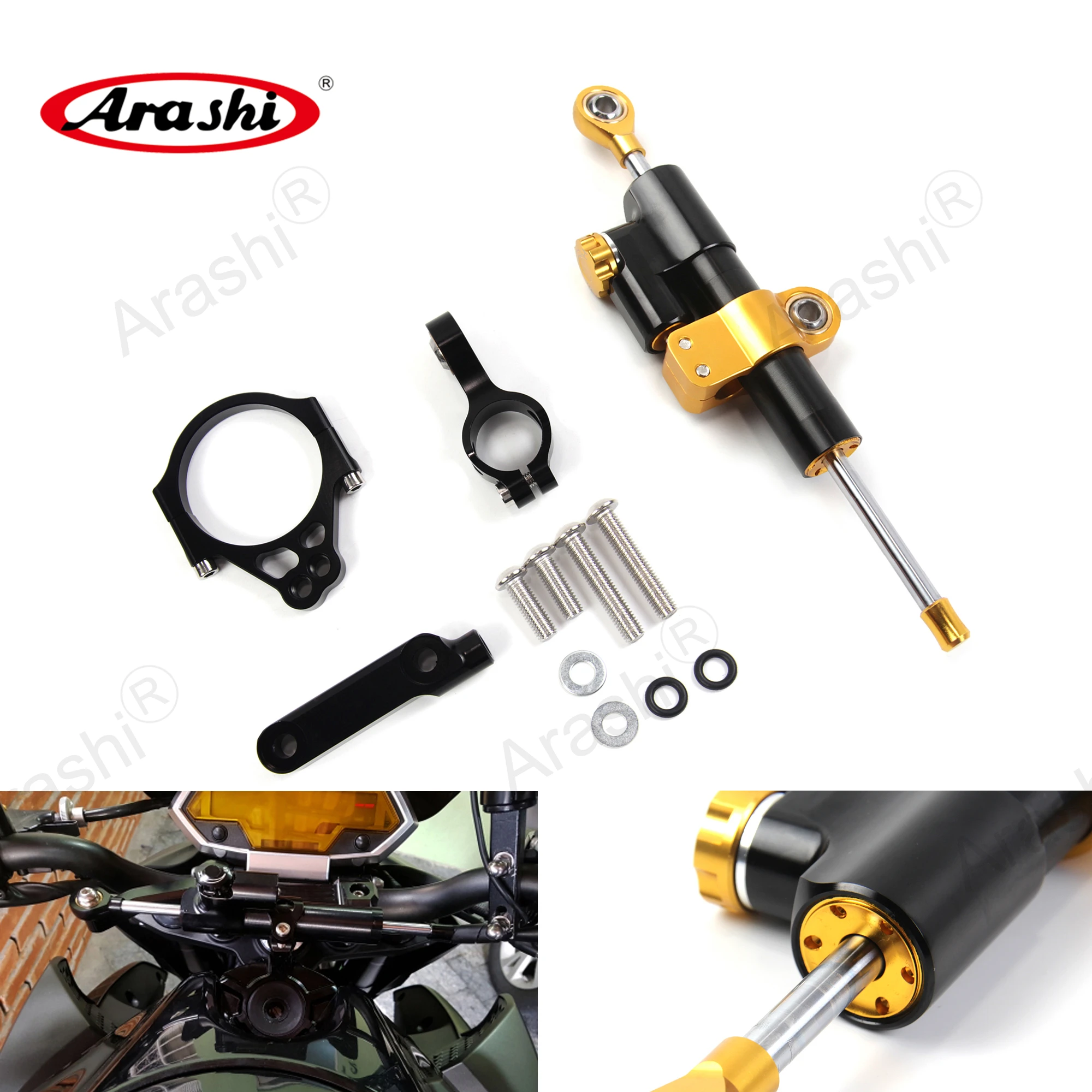 Arashi Steering Damper Stabilizer Mount Bracket Kit For KAWASAKI VERSYS 1000 2012 2013 2014 2015 2016 Motorcycle Aluminium