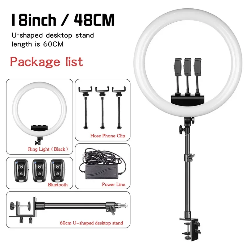 Ringlamp 18 Inch 45Cm Buitenste 36W 3300-5600 K Dimbaar Led Licht Statief Stand Afstandsbediening Voor Camera Smartphone Youtube