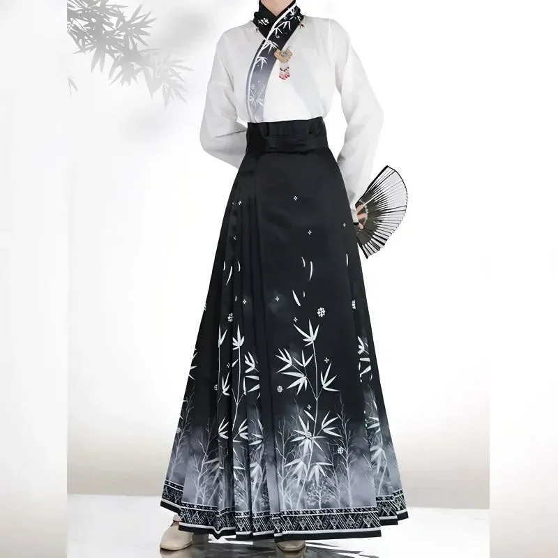 

Horse Face Skirt Hanfu Chinese Ming Dynasty Women's Traditional Dress Embroidered Skirt Daily Horse Face Pony Skirt