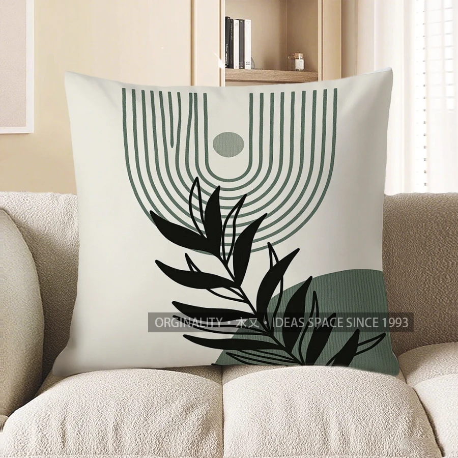Home Decor Modern Geometric & Leaf Pattern Throw Pillow Pattern Cushion Cover Suitable For Sofa Bedroom Car Pillow Cover view 3