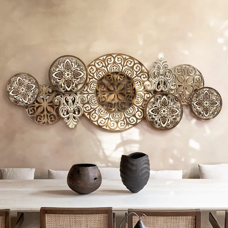 New Chinese Style Wrought Iron 3D Lotus Pendant Wall Decor Creative Tea Room Restaurant Hotel Background Decor