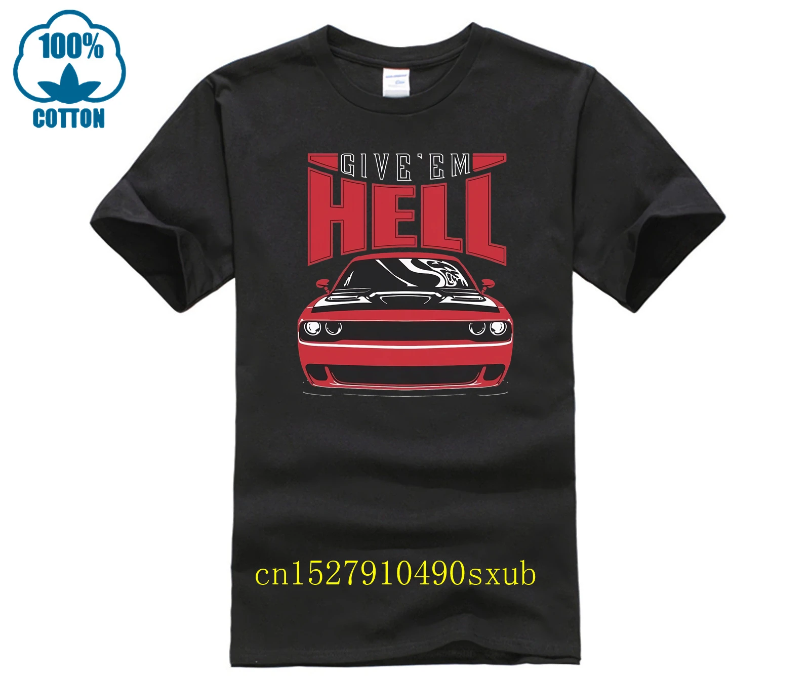 2024 Hot Sale Summer Dodge Challenger Hellcat Give Em Hell High Quality T Shirt American Muscle 100% Cotton for Man Shirts