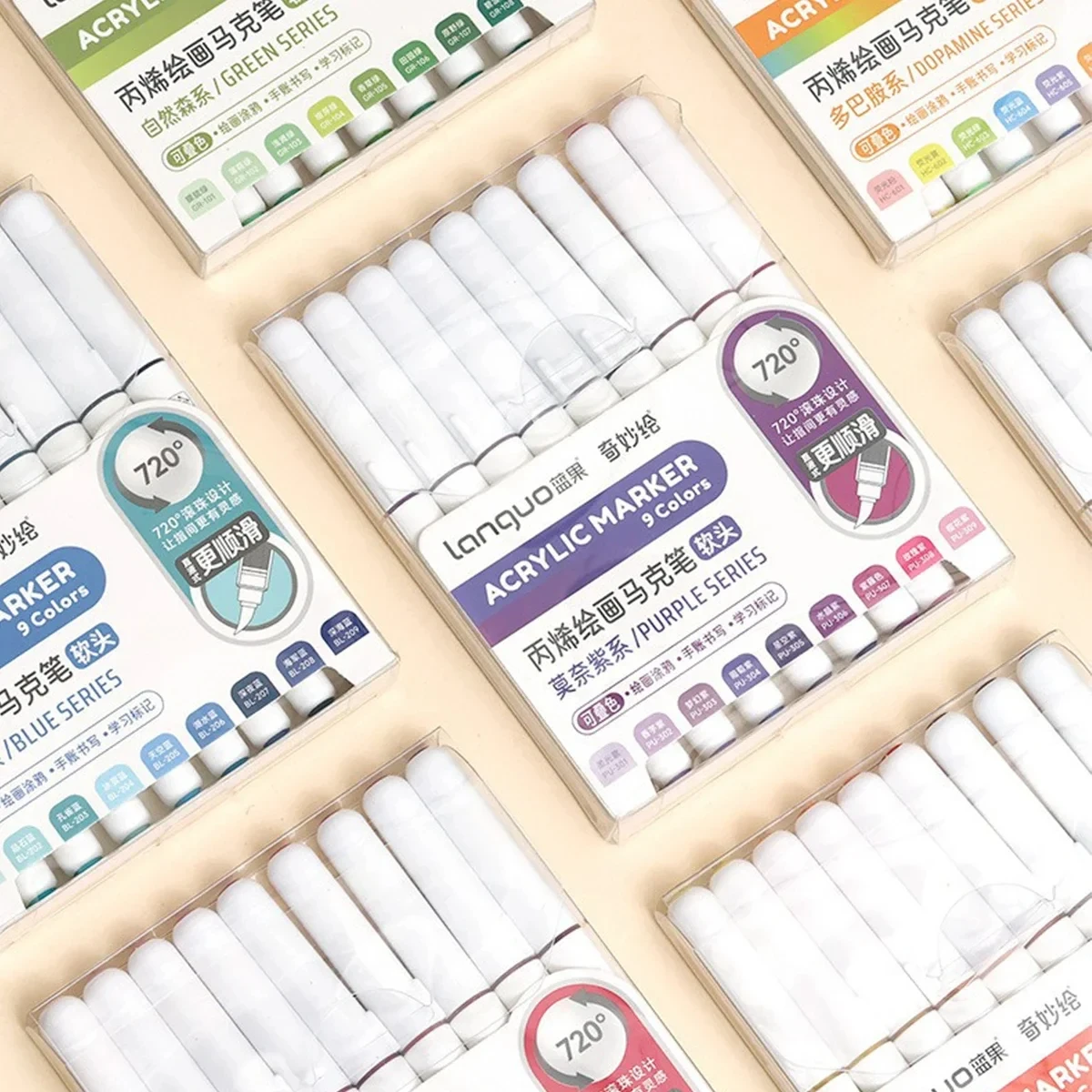 9pcs/Kotak Set Spidol Akrilik Warna Campur Hadiah Anak-anak Pena Lukis Batu Seni Grafiti Untuk Batu Kaca Buku Sepatu Perlengkapan Kerajinan DIY