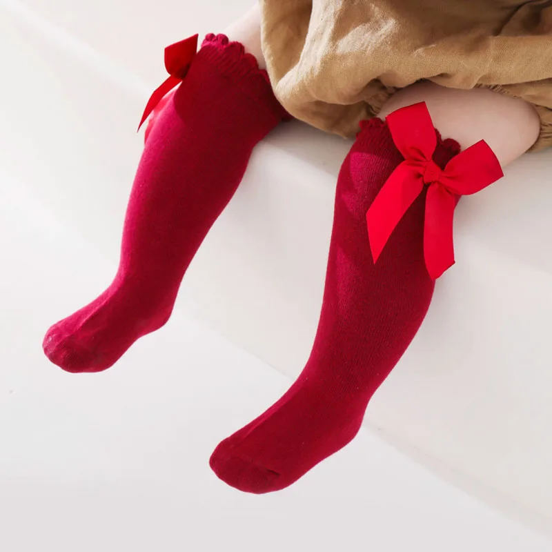 1 Paar Kniestrümpfe für Mädchen mit Schleife, bequem, für alle Jahreszeiten, lange Socken für Babys, Kleinkinder, Prinzessinnentanz, Kinder – Detail 4