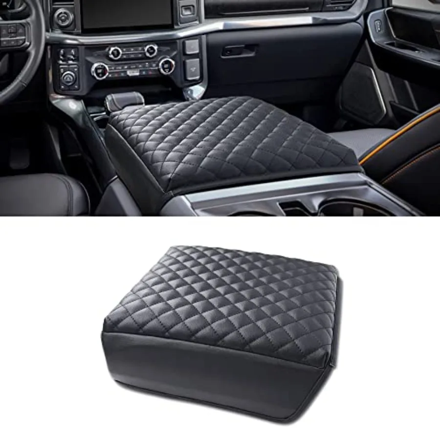

F150 2021-2025 Center Console Cover Thick Armrest Cushion Funda para consola de coche Car Interior Vegan Leather Armrest Protec