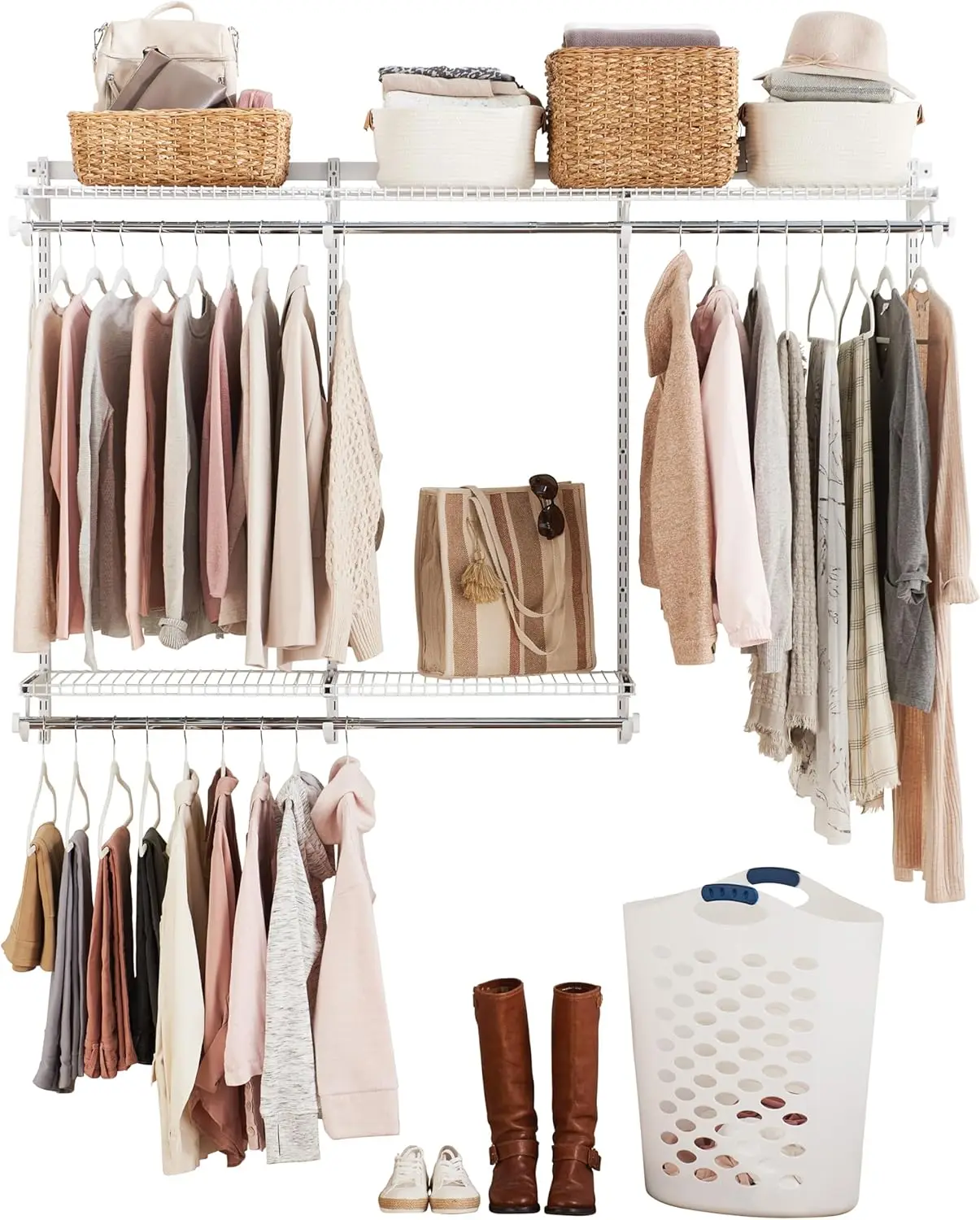 

Configurations Custom Closet Kit, . Adjustable Metal Wire Shelving, White , Expandable Organization System