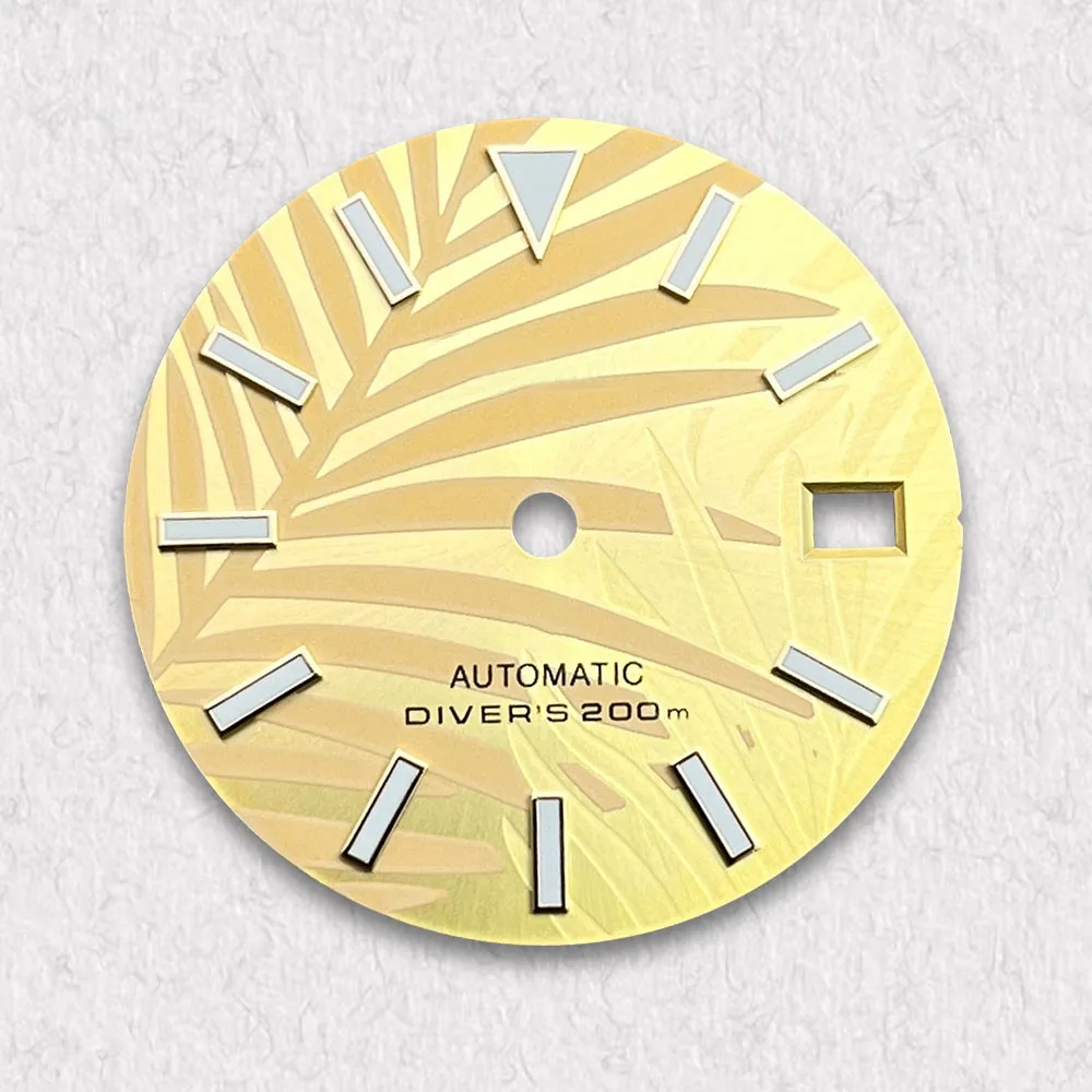 High Quality 28.5mm S Logo Bamboo Leaf Dial Fit NH35/NH36 Japan automatic Movement Green Luminous  Watch Modification Accessorie