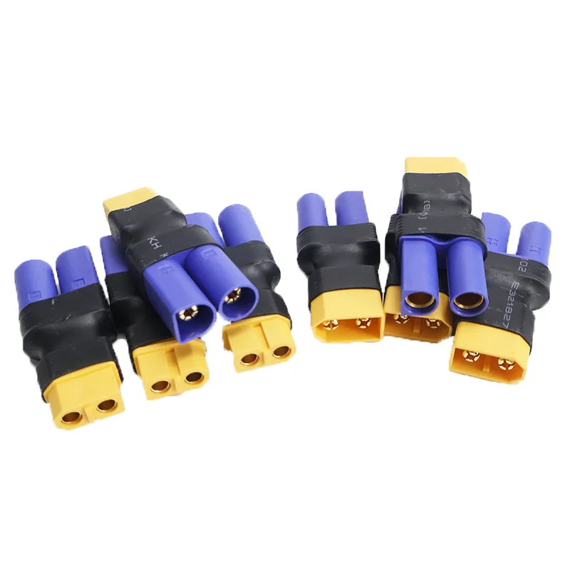 4Pcs RC Battery Connector Adapter - Convert XT60 To EC5 or EC3, Compatible with Most LiPo Batteries Chargers ESC for Drone FPV