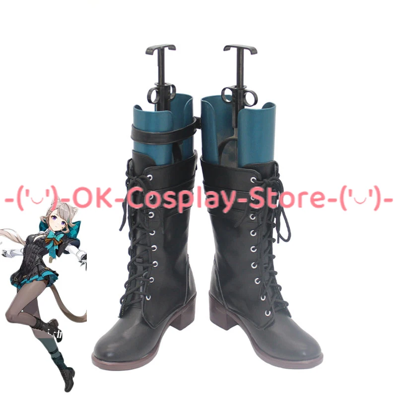 

Game Genshin Impact Lynette Cosplay Shoes Halloween Carnival Boots Cosplay Prop PU Leather Shoes Custom Made