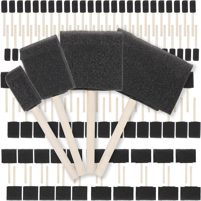 Foam Paint Brushes, 1, 2, 3 Inch Different Size Assorted Sponge Paint Brush Set for Painting, Staining, Varnish, Clean(30pcs)