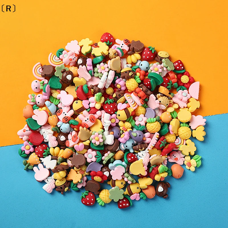 、1Rṁ50Pcs Mignon Dessin Animé Résine Gemmes 3D Charmes pour Nail Art Acrylique Ongles Manucure Décor Bouteille D'eau Tasse Cheveux Accessoires BRICOLAGE