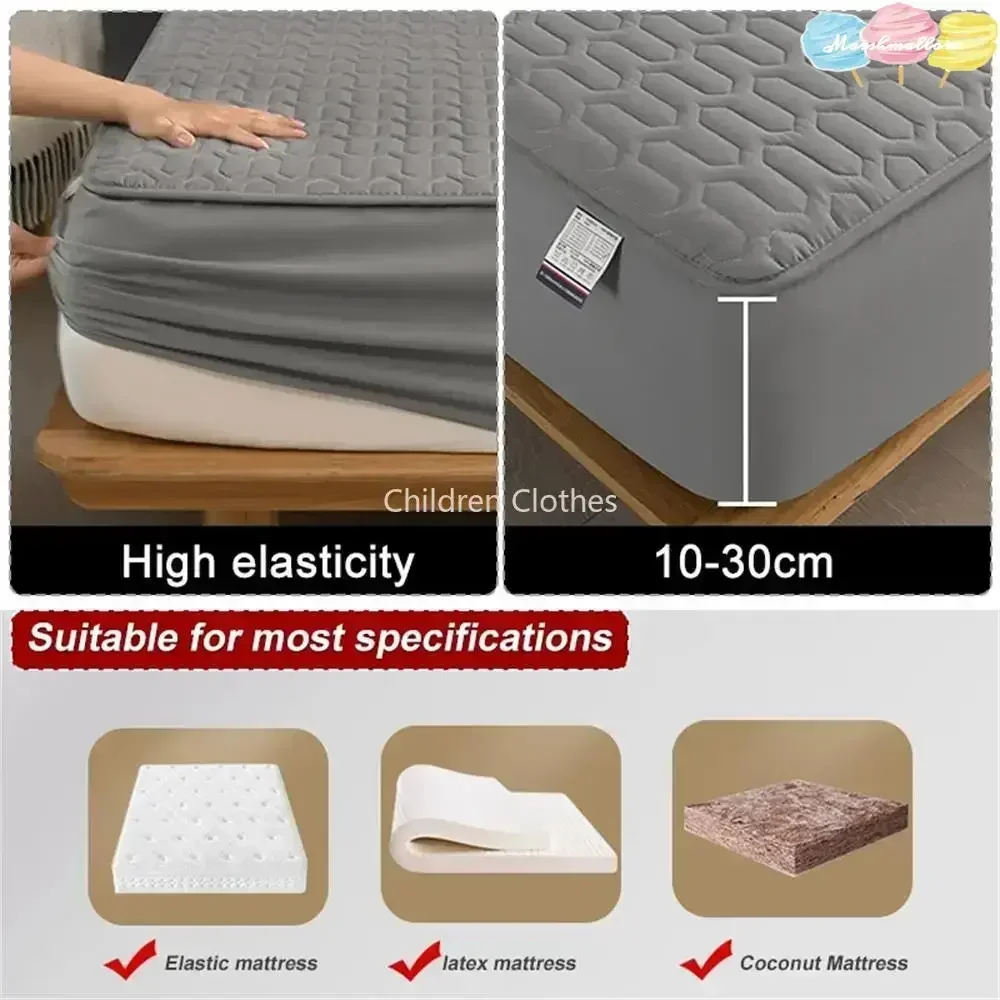 Waterproof Thicken Mattress Pad Protector Skin-Friendly Durable Fitted Sheet Bed Cover Latex Mat Cover 120x200 150x200 180x200