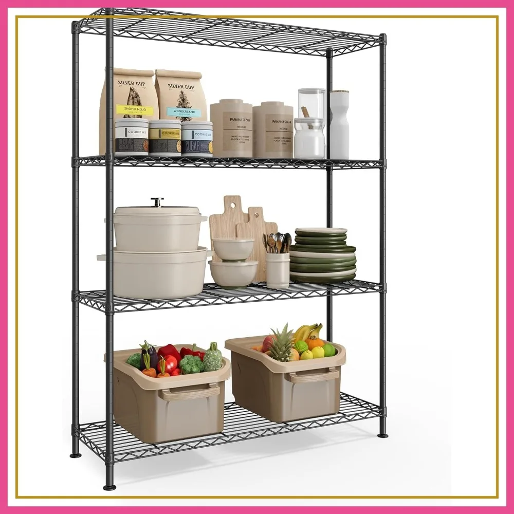 

Adjustable 4-Tier Wire Shelving Unit, 11.8x35.4x47.6 Inches, for Garage, Kitchen, Pantry, Living Room