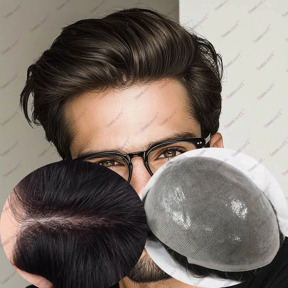 

0.06mm Super Natural Hairline Microskin Vlooped Men's Human Hair Toupee Thin Skin Undetectable Male Hairloss Hair Replacement