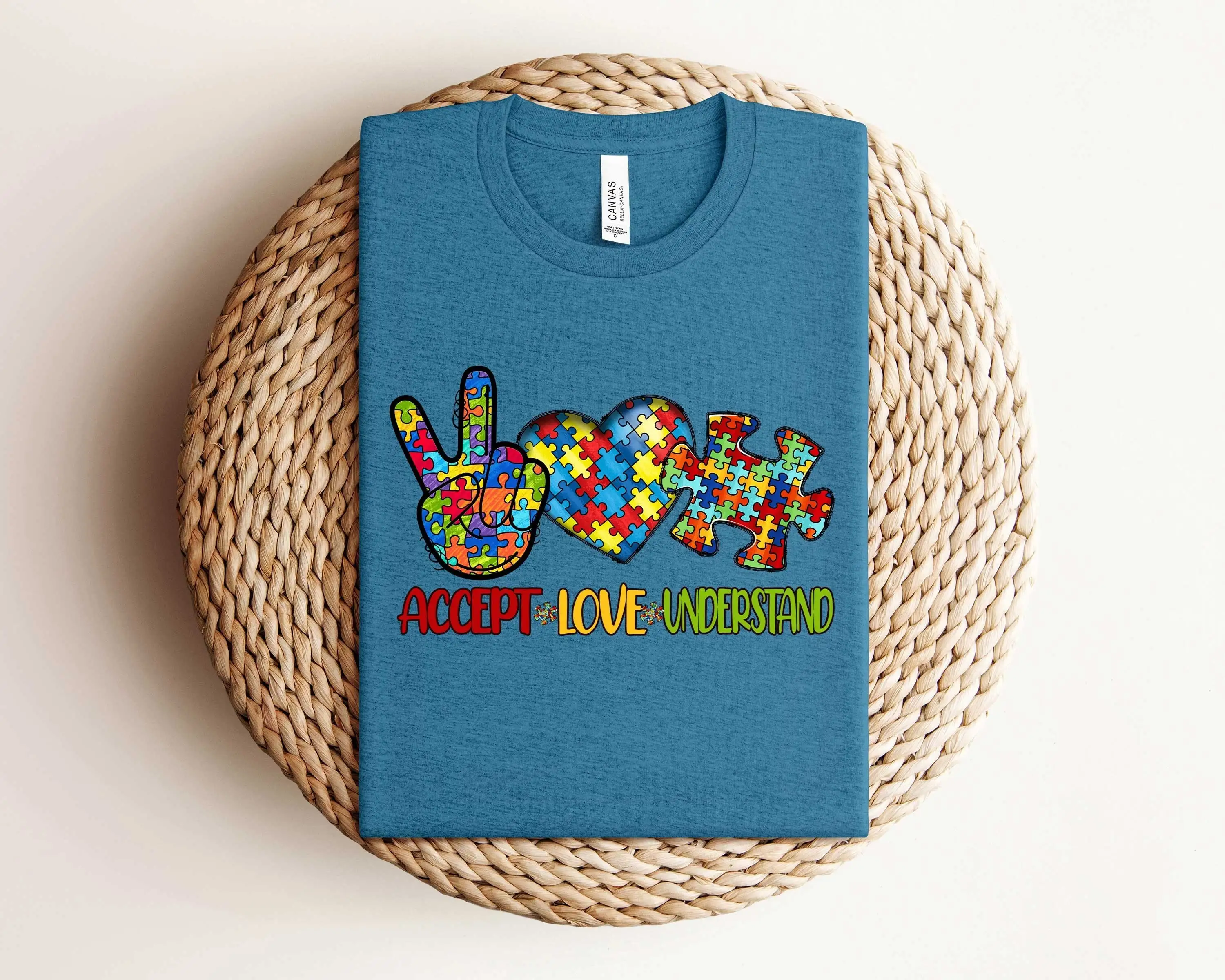 Accept Understand Love T Shirt Autism Awareness Puzzle Piece Teacher Month