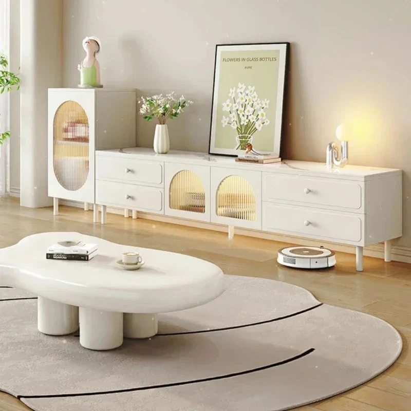 & Luxury Designer Storage TV Cabinets for Living Room Furniture Cloud Coffee Table TV Stand Combination Cream Style TV Stands P