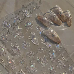 1pcs 5D Luxury Glitter Butterfly Nail Art Stickers Kawaii AB Acrylic Self Adhesive Nail Decorations Slider Decalsc DIY Accessory