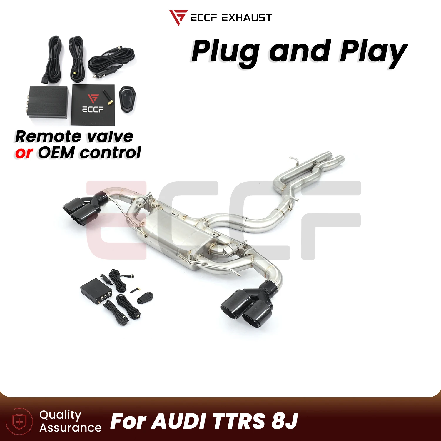 

ECCF FOR AUDI TTRS 8J Pneumatic Valve T304 Stainless Steel Exhaust Aggressive Sound Plug and Play Performance Upgrade