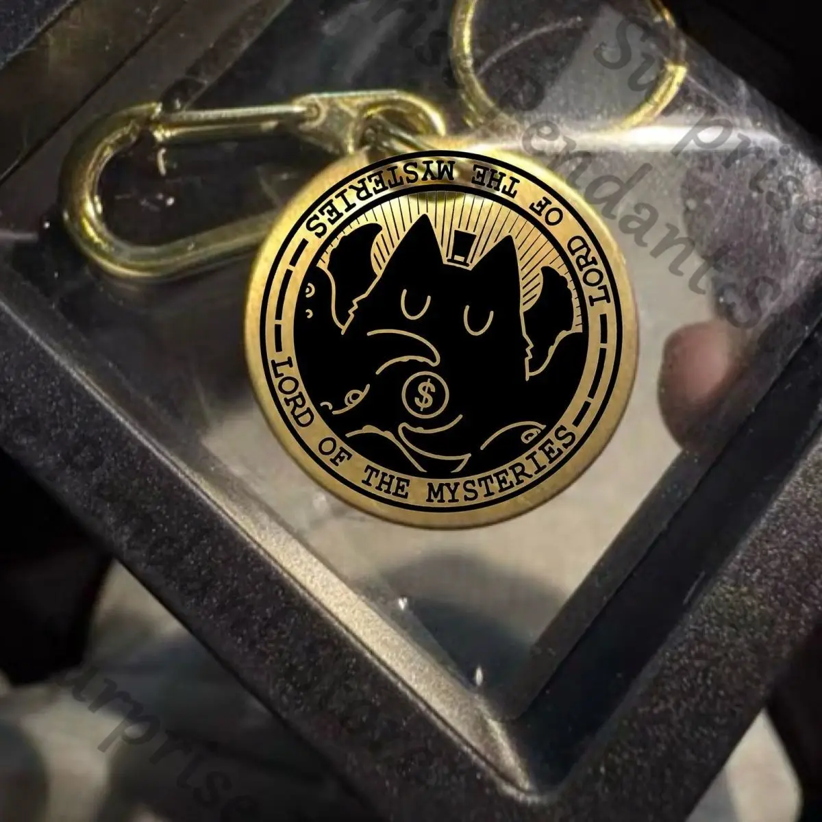 سيد الألغاز زملاء ambitus المفاتيح رائعتين كلاين موريتي عملة ذهبية مجوهرات القط الاكريليك حقيبة قلادة