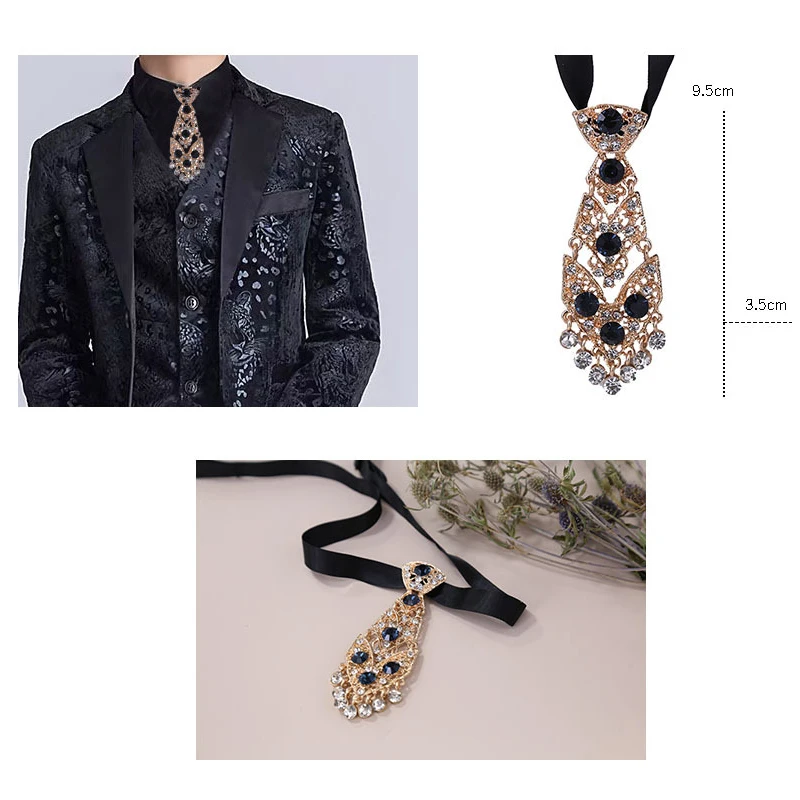 Krawat Gentleman & Lady Diamond Crystal, elegancki metalowy krawat do formalnych zadań biznesowych