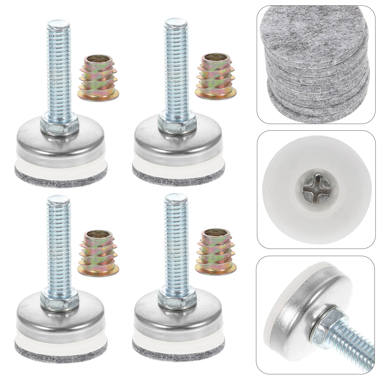 

10 set Leveling Feet 35Mm Base 3/8" Threaded Adjustable Heavy Duty For Cabinets Tables Chairs Sofas Beds Cabinet Floor