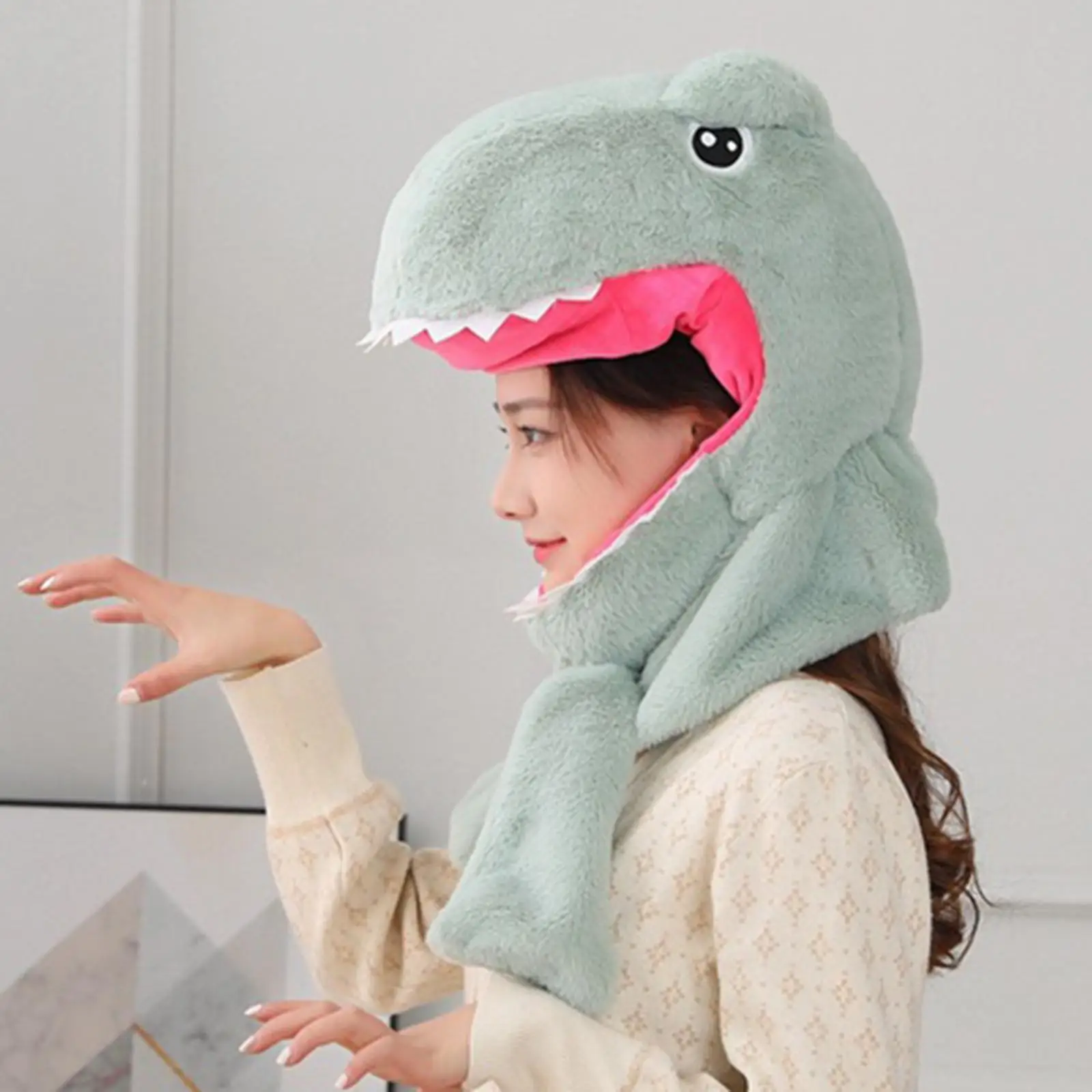 Dinosaurierförmige Kopfbedeckung, Hut, weich, lustig, Cosplay, als Geschenk, Karneval, Anzieh