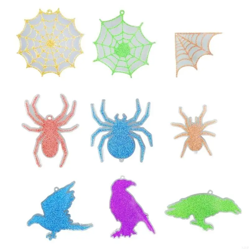 

N2UE Halloween Spiders Keychain Epoxy Resin Decorative Mold with Hole Pendant Mold