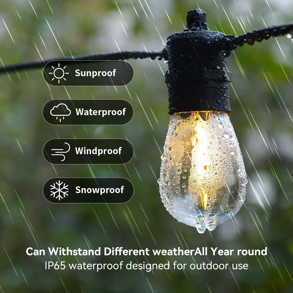 S14 Solar Light String 9M 15M LED Garland Light E12 Waterproof IP65 Shatterproof Garden Patio Wedding Backyard Party Decoration