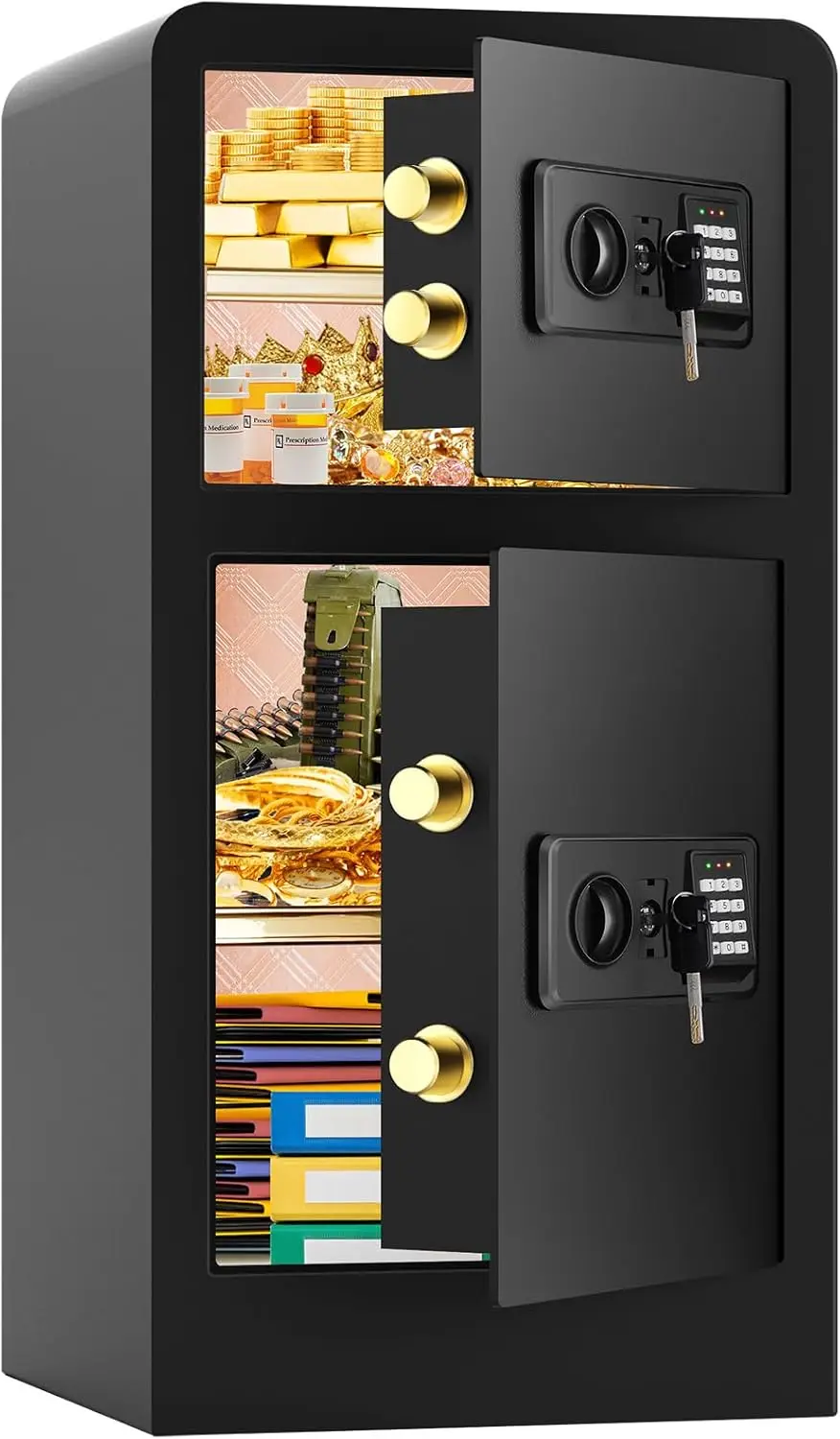 Caja de seguridad ignífuga de 7,5 cuft para el hogar, caja fuerte resistente al agua a prueba de fuego, grandes cajas fuertes contra incendios con caja oculta, teclado, anti-