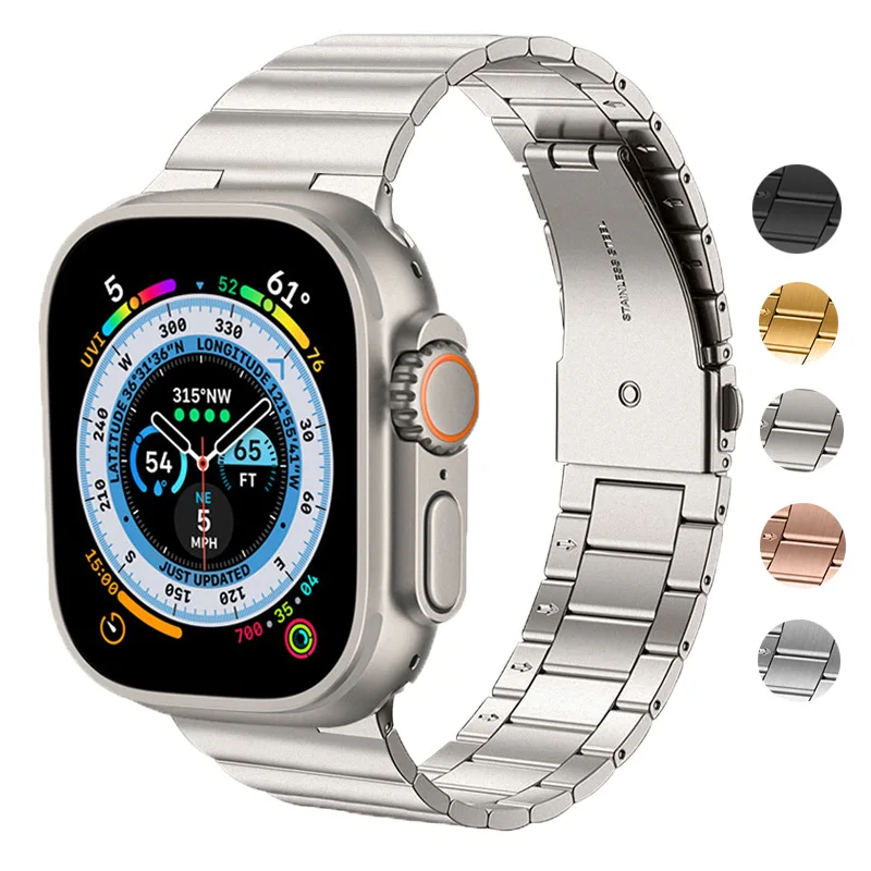 For Apple Watch Ultra Band 49mm 42 44mm 40mm 38 41mm 45mm Metal Stainless Steel Bracelet for IWatch Series 8 7 6 5 4 3 SE Strap