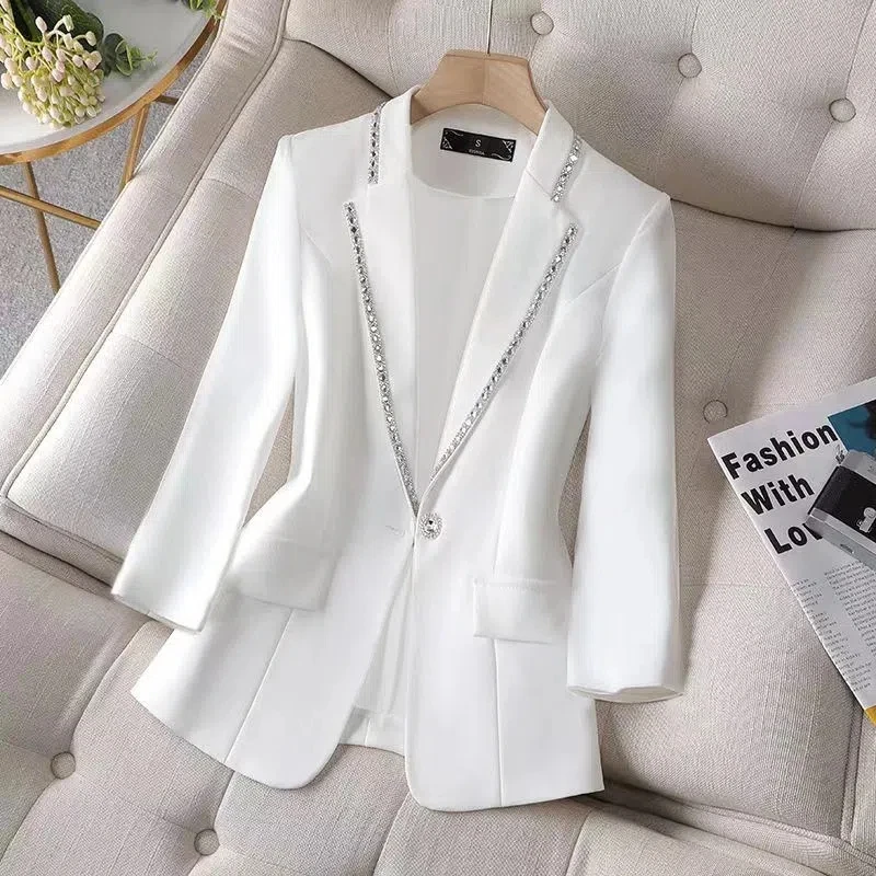 2022 autunno Blazer da donna Paillettes Femme Summer Sunscreen Jacket White New Suit Jacket Cardigan nero sottile moda donna