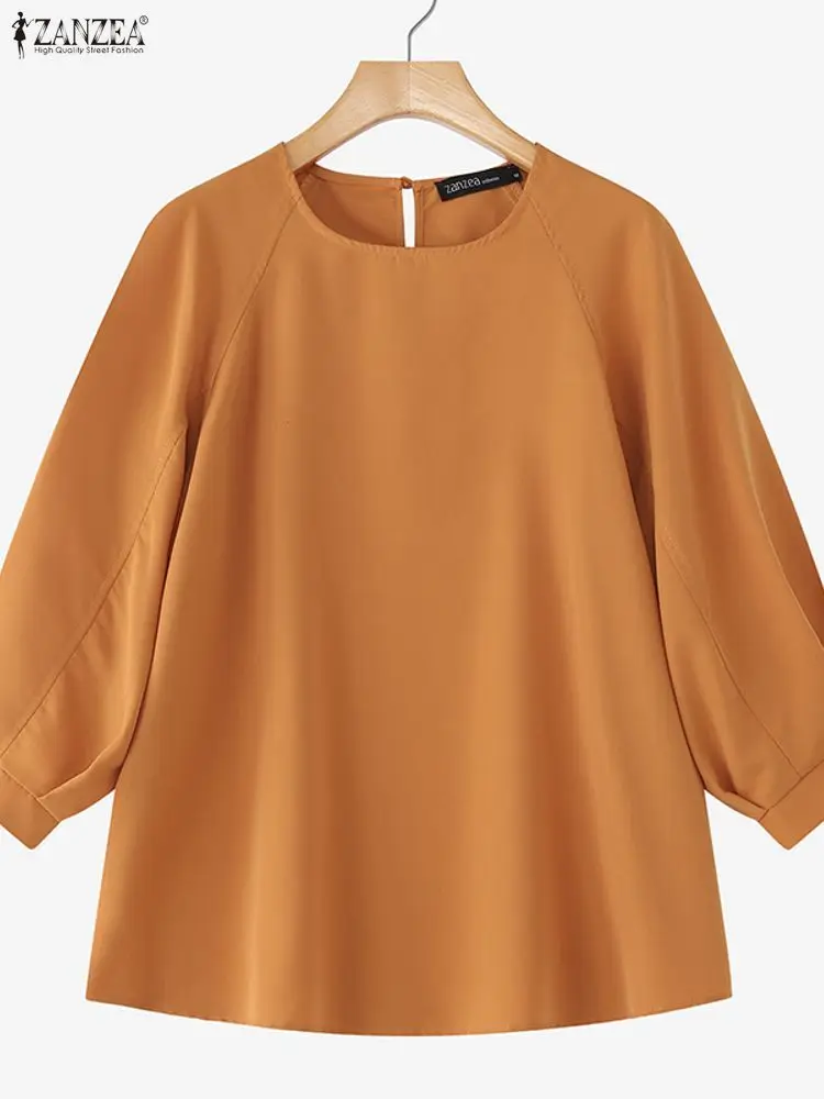 

ZANZEA Autumn Blusas Long Sleeve Blouse Korean Style Women Solid Color Tops 2025 Fashion Round Neck Pullover Casual Tunic