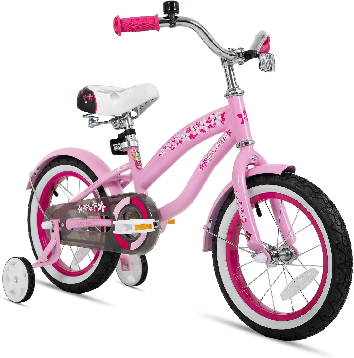 Bici da crociera per bambini da 14 pollici per bambini di età compresa tra 2 e 7 anni, bici per bambini con ruote da allenamento e freno a sottobicchiere, crociera per bambini