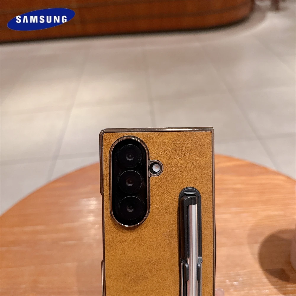 ليتشي الجلود تصفيح مع ستايلس فتحة القلم حامل القضية لسامسونج غالاكسي Z أضعاف 7 6 5 4 3 قطعة نمط جلد غطاء مقاوم للصدمات