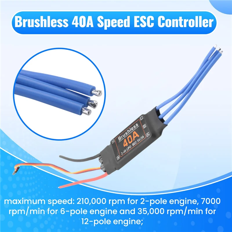WOWFU-Brushless 40A Controlador ESC de Velocidade 2-4S With5v 3A UBEC Forrc FPV Quadcopter RC Aeronave Helicóptero