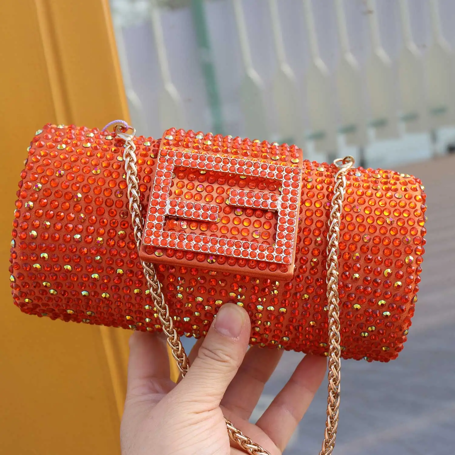 Luxury Cheaper Clutch Bags Green Orange Women Evening Bags Box Purse Wedding Bridal Banquet Handbags QSL599