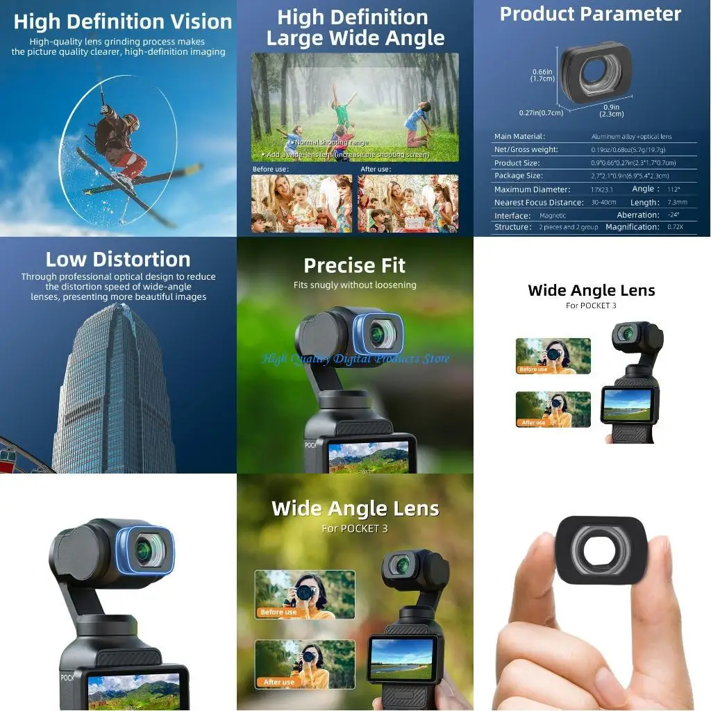 

U2JE Wide Lens Repair Part for Pocket 3 Camera Gimbal Accessories