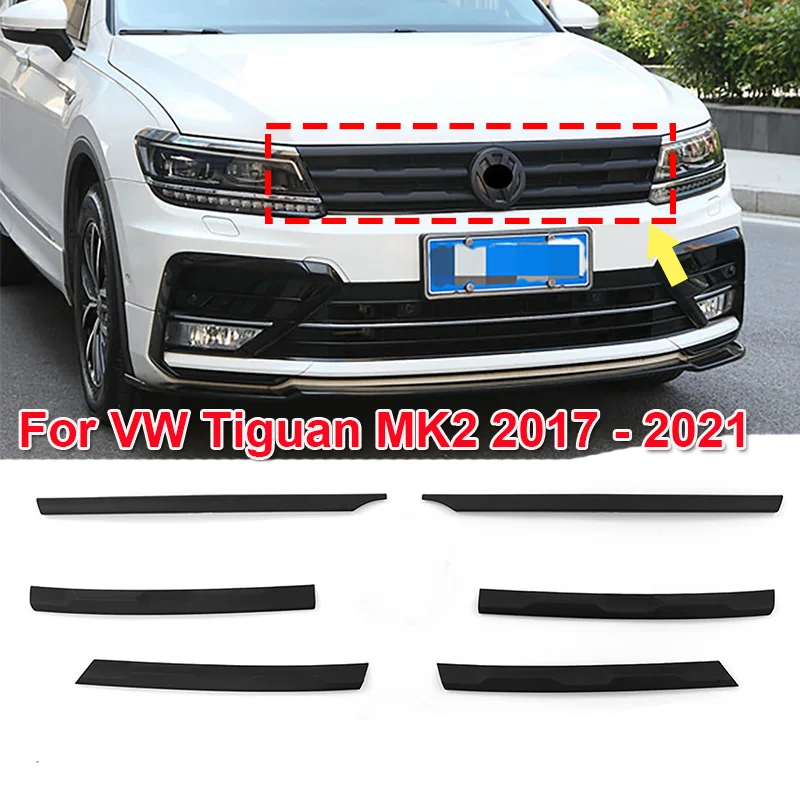 

6Pcs Car Front Bumper Mesh Center Grille Grill Moulding Strips Cover Trim for VW Tiguan MK2 2017 2018 2019 2020 2021