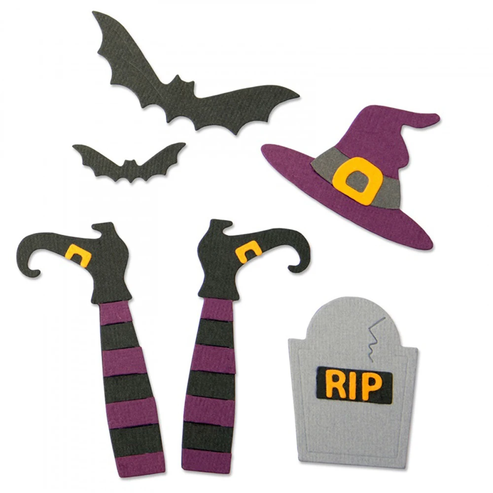 Halloween Hat Boots Grave Bat Mixed Metal Cutting Dies For DIY Scrapbooking Album Card Making Decoration Paper Crafting