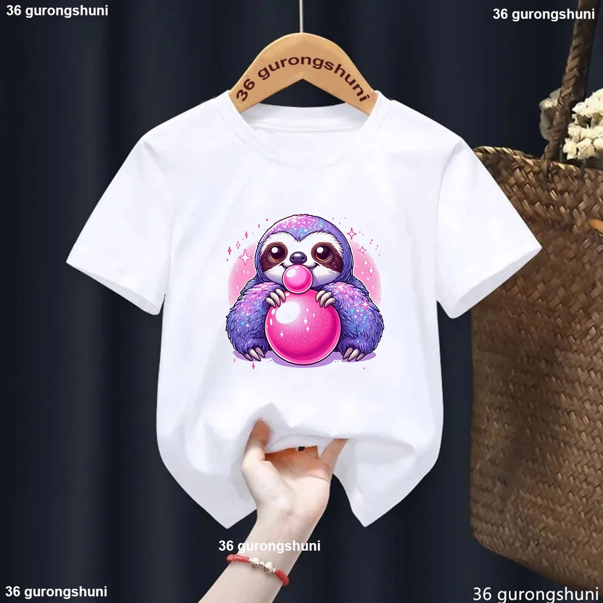 Rainbow Unicorn Sloths Love Milk Tea Printed Tshirt Girls/Boys Funny Kawaii Kids Clothes Harajuku Shirt Summer Fashion T-Shirt