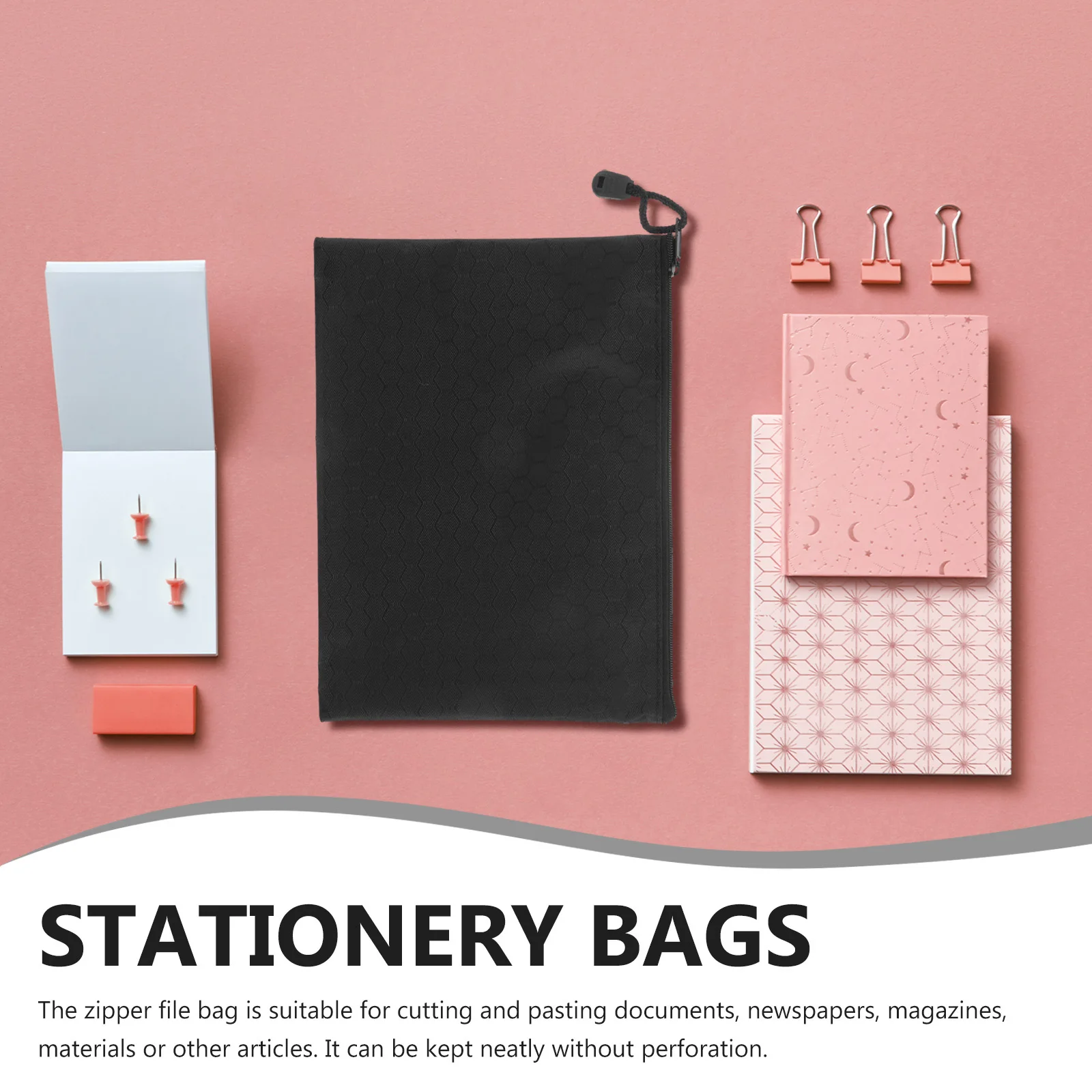 Zipper Document Pouch Oxford Cloth Design File Organizer Portable with Rope Ring for Pens Files Magazines Safe Storage Education