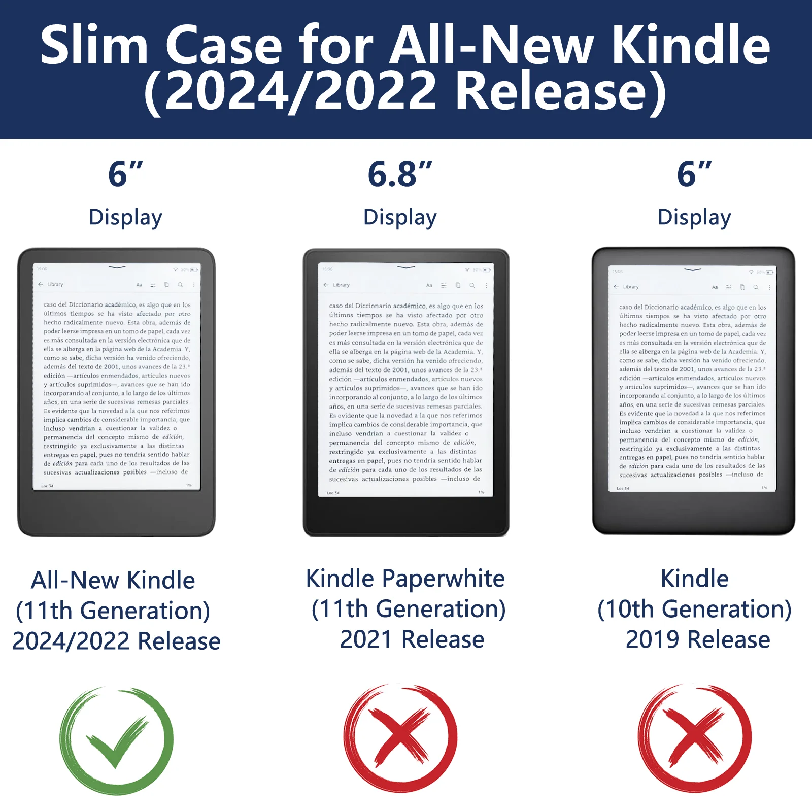 Clear Acrylic Kindle Case for 6