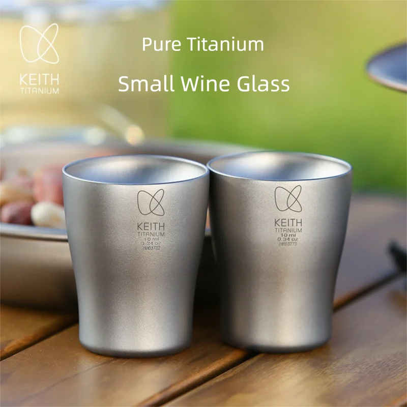 

Keith Pure Titanium Double-Layer Whisky Cup Set of 2 10ml Household Metal Liquor Glasses Baijiu Shot Glasses (10ml)