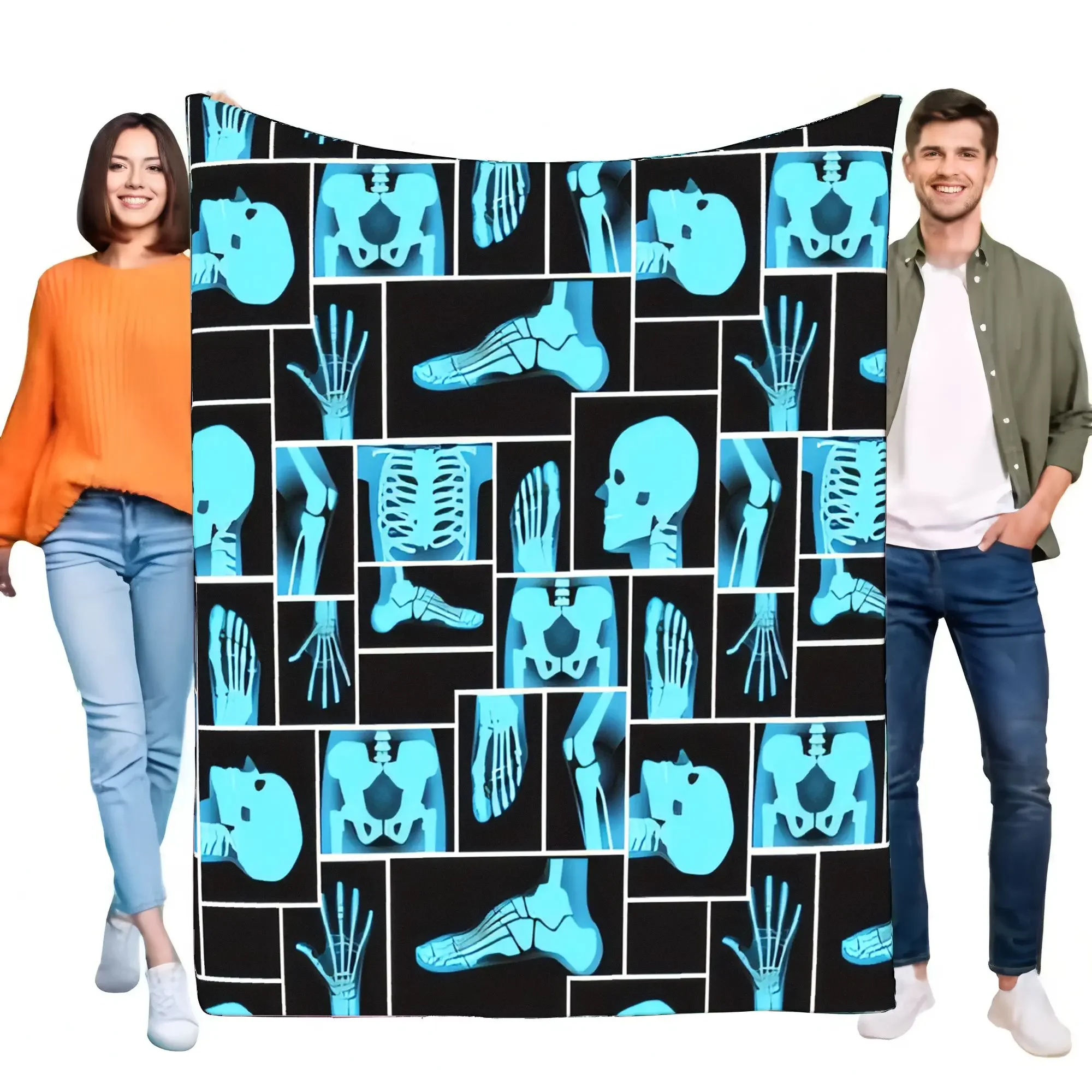 Medical XRay Skeleton Blanket Soft Fleece Throw for Bed Sofa Couch  Anatomy Bone Pattern Cozy Gift for Doctors Nurses Students