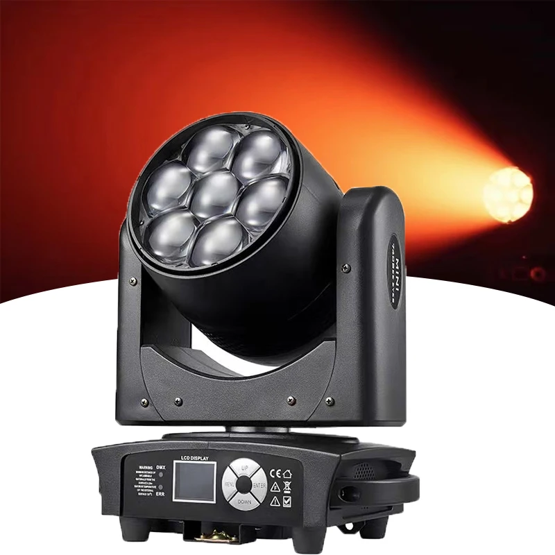 

AOPU 7x40W RGBW 4-in-1 Zoom Wash Moving Head DJ Disco Stage Light with Bee Eye Effect for Club Events