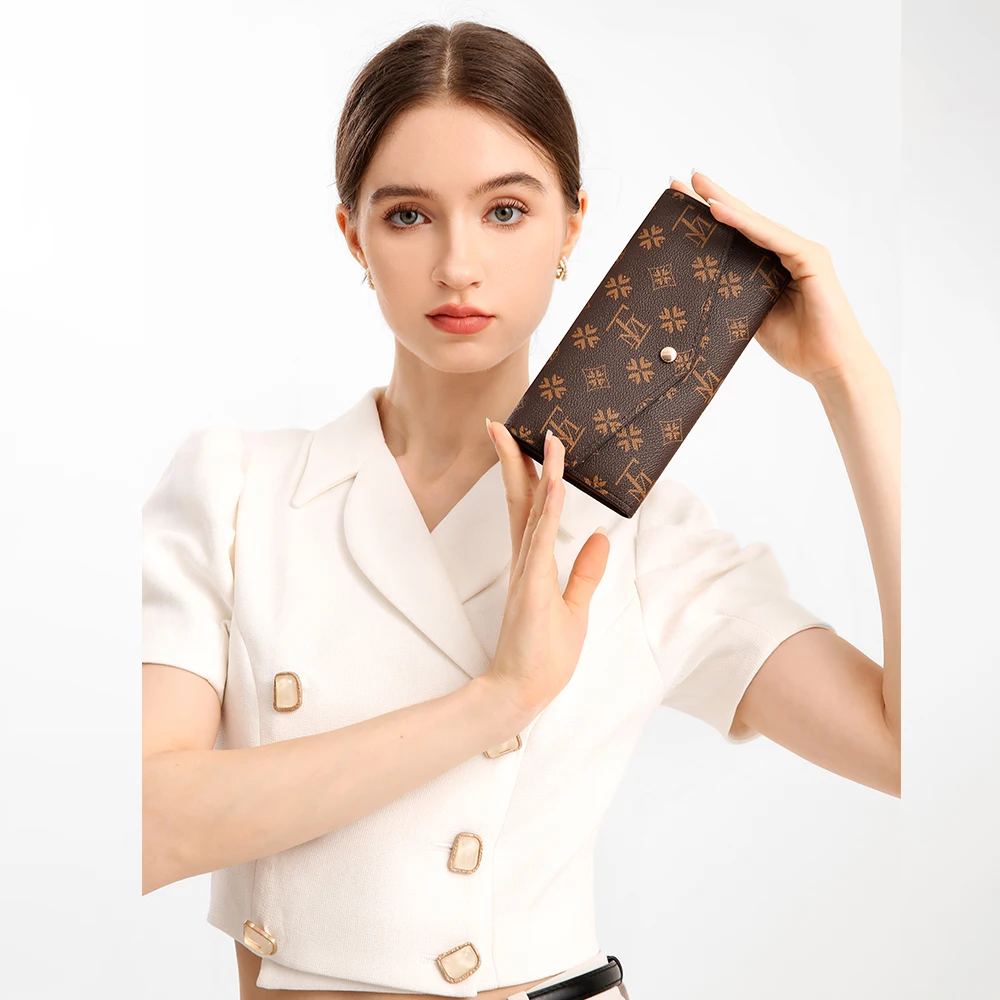 LFMake Long Wallets for Women High-grade Rhombus Leather Lining Ladies Wallet Luxury Slimwallet Hasp Canvas Purses