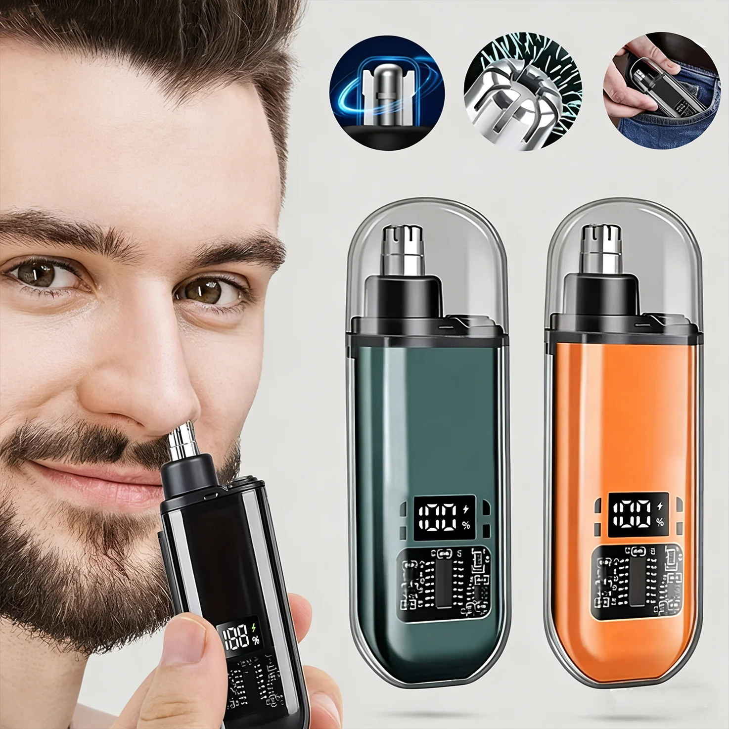 

2026 Suitable for men, nose and ear hair trimmer portable electric nose hair clipper, mini compact design Rechargeable