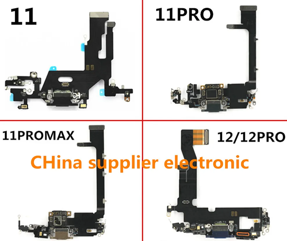 Port de charge pour iPhone 11 Pro Max, câble flexible avec carte, connecteur de charge USB Fix, 2 pièces